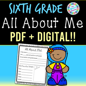 Preview of All About Me - 6th Grade - PDF and Digital - great for beginning of year!