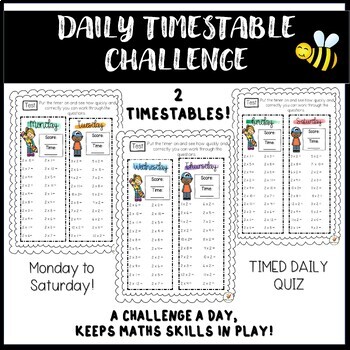 Preview of Daily Timestable Challenge / 2 timestable / Multiplication