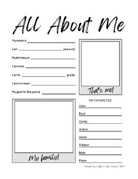 All About Me by Molly Doodle Designs | TPT