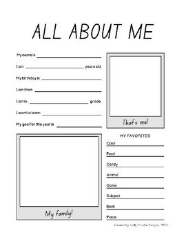 All About Me by Molly Doodle Designs | TPT