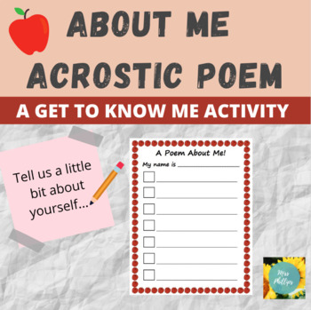 Preview of All About Me Acrostic Name Poem Activity