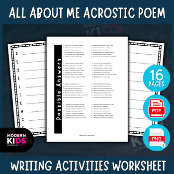 Preview of All About Me Acrostic Poem Writing Activities Worksheet