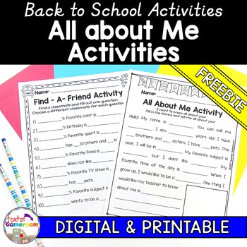 Preview of Back to School All About Me Activities