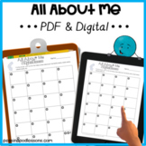 All About Me Activities | All About Me Worksheet Poster Di