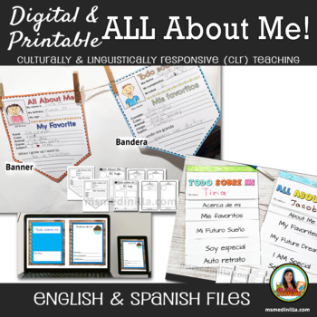 Preview of All About Me Activities, Spanish & English Back to School Bundle CLR Teaching