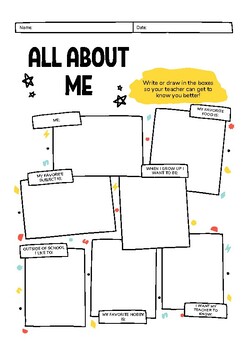 All About Me Activity by Ms Amys Classroomm | TPT