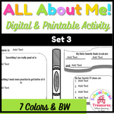 All About Me Activity - Back To School Elementary #3