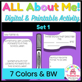 All About Me Activity Elementary #1 Back to School