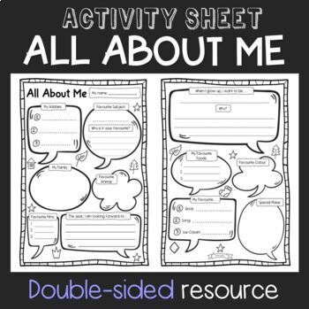 All About Me - Activity Sheet by Coach Simon | TPT
