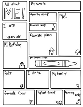 All About Me! Activity Sheet by Zayna Rozycki | TPT