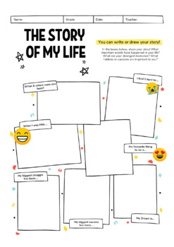 Preview of All About Me Activity - The Story of My Life emojis