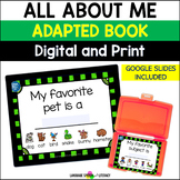 Back to School All About Me Adapted Book, Editable
