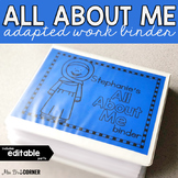 Editable All About Me Back to School Adapted Work Binder®