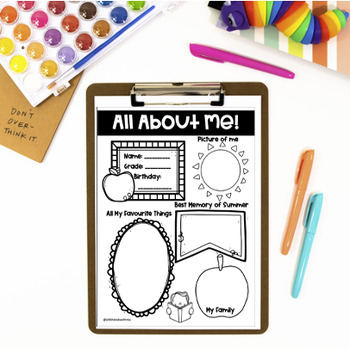 All About Me / All About My Child Handouts - Back to School | TPT