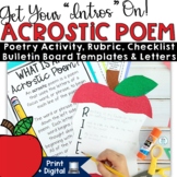 Back to School All About Me Acrostic Poem Name Bulletin Bo