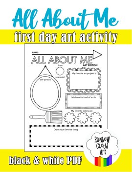 All About Me: Art Edition Worksheet, First Day of School Activity PDF