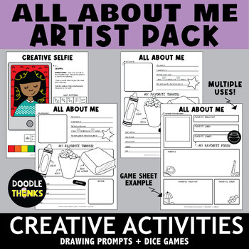 Preview of All About Me Artist Creative Pack | Drawing and Coloring Back to School Fun