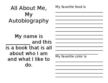 Preview of All About Me Autobiography