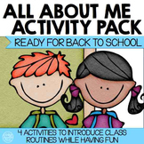 All About Me Back To School Activities Pack