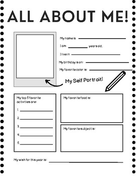 All About Me - Back to School Activity by Learning Tree Creations