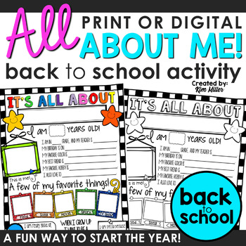 All About Me! Back to School Activity | Editable Version Included by ...