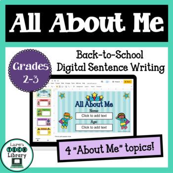 Preview of All About Me Back to School Digital Sentence Writing in Google Slides™