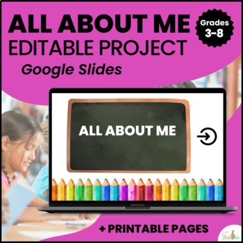 Preview of All About Me - Back to School Editable Project in Google Slides 
