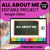 All About Me - Back to School Editable Project in Google Slides 
