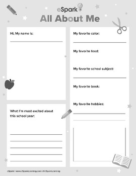 All About Me | Back to School | FREE Printable by eSpark Learning