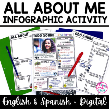 Preview of All About Me Todo Sobre Mí Back to School Worksheet in Spanish & English