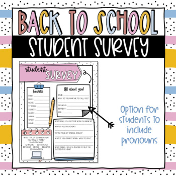 Back to School All About Me Student Survey | Editable Template