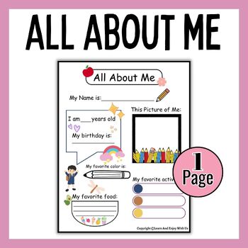 All About Me Back to School | Getting to Know You Worksheet | Free Download