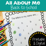 All About Me | Back to School | Printable and Google Slides