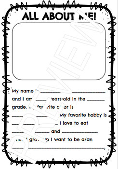 All About Me Back to School Printables by The Happy Harpster | TPT