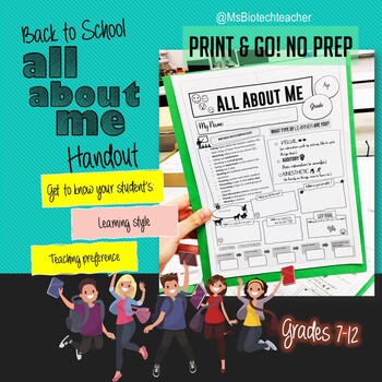 Preview of All About Me - Back to School Survey - Middle and High School