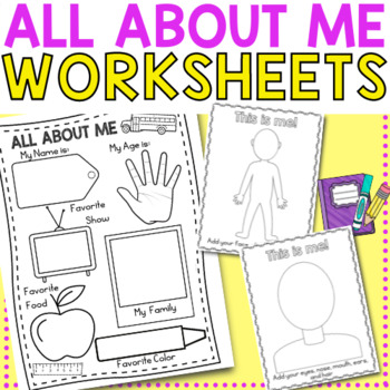 Preview of All About Me Back to School Worksheet for Preschool, Pre-K
