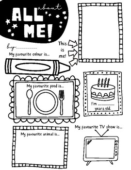 All About Me Back to School Worksheet by Just the Thing | TPT