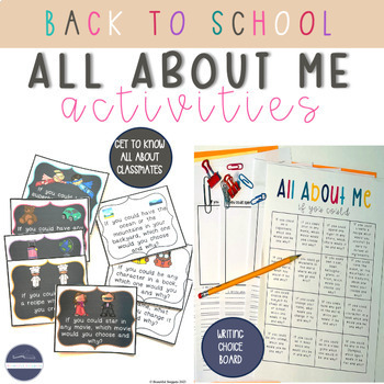 Preview of All About Me Activity | Engaging Writing Prompts & Discussion Cards