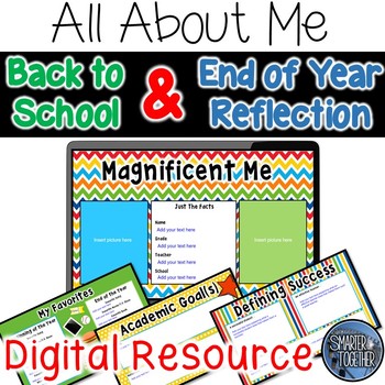 Preview of All About Me Digital Back to School and End of Year Reflection