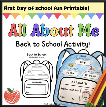 All About Me Backpack-Fun Back to School Activity by Creating Preschool