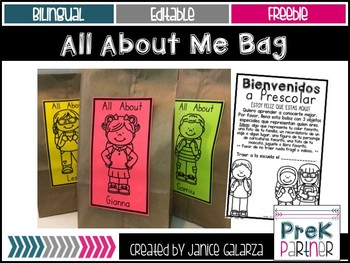 Preview of All About Me Bag {{Bilingual & Editable}}
