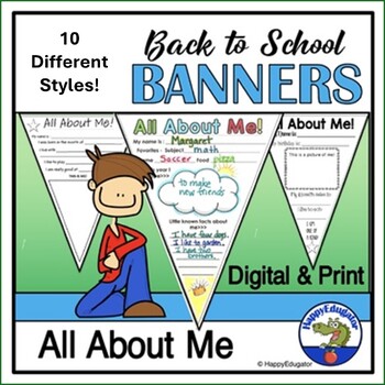 Preview of All About Me Banners or Pennants for Back to School