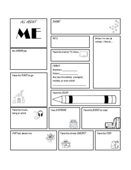 All About Me: Beginning of Year by Kelly Gleason | TPT