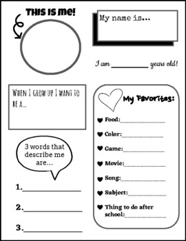 All About Me Beginning of the Year Activity Sheet by Morgan Chase