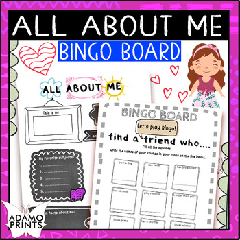 Preview of All About Me Bingo Get to Know Me Fun Back to School Activity