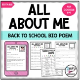 All About Me Bio Poem | Back to School | First week of School