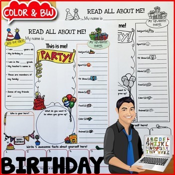 Preview of All About Me Birthday Display Worksheet {Dollar Deals Paper/Poster/Printable}