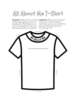 All About Me- Blank T-Shirt by Sweet Teacher Resources | TpT