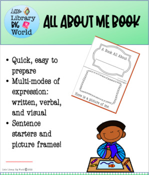 Preview of All About Me Book Printable with Sentence Starters and Picture Frames