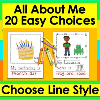 Preview of All About Me Book or Worksheets Kindergarten & First Grade First Week of School